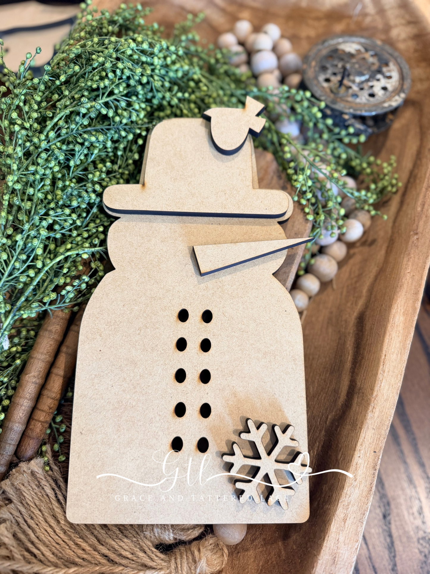 Wonky Stitched Vintage Snowman 709