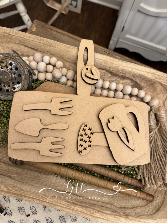 Wonky Watering Can with Garden Tools Bread Board #500