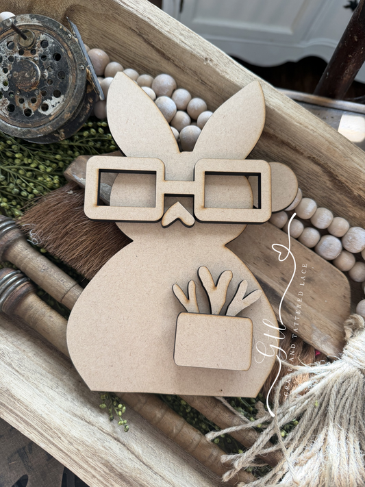 Wonky Smarty Pants Bunny with Pocket of Hearts #502