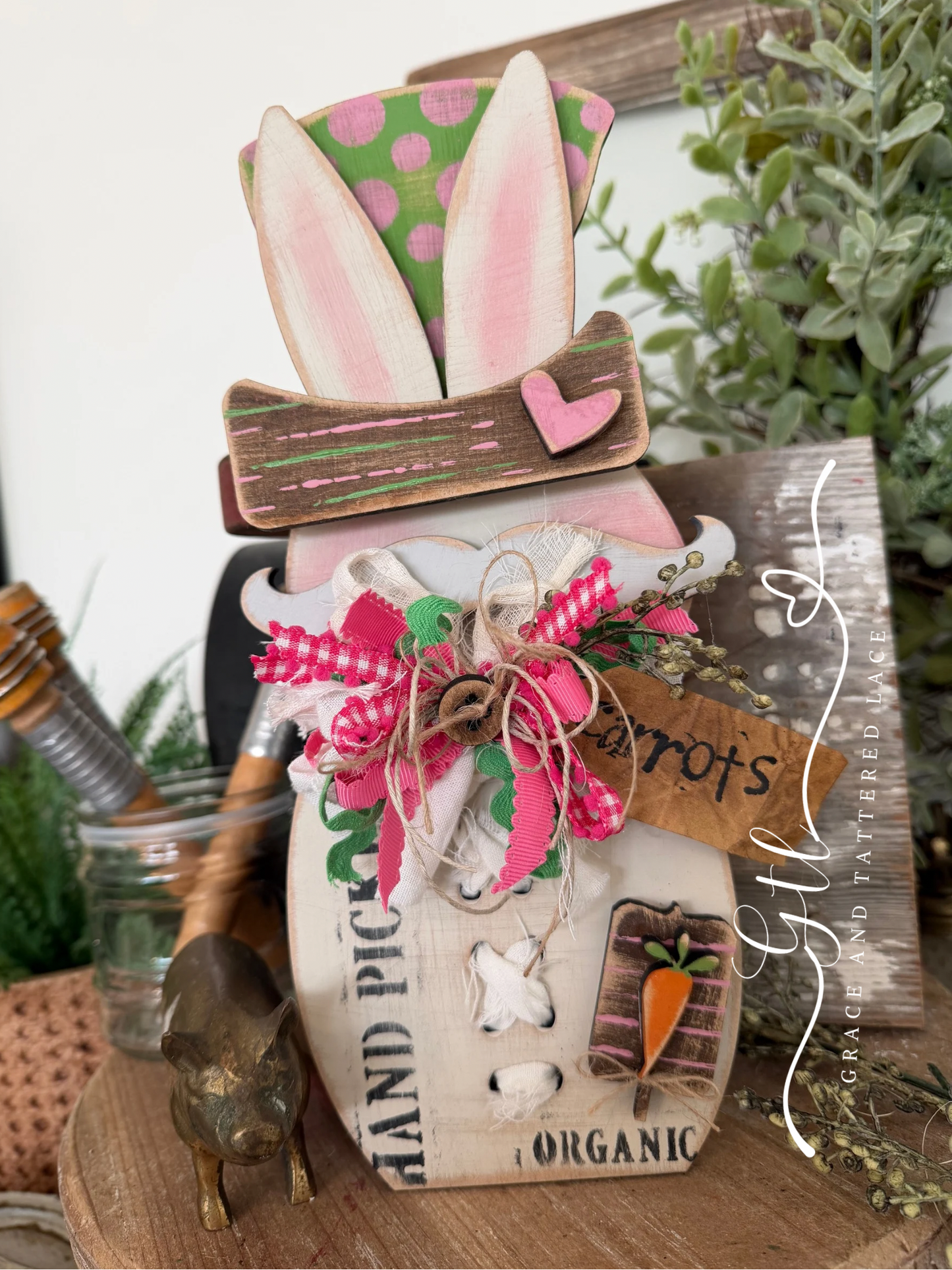 Wonky Stitched Bunny with Mustache & Hat 488