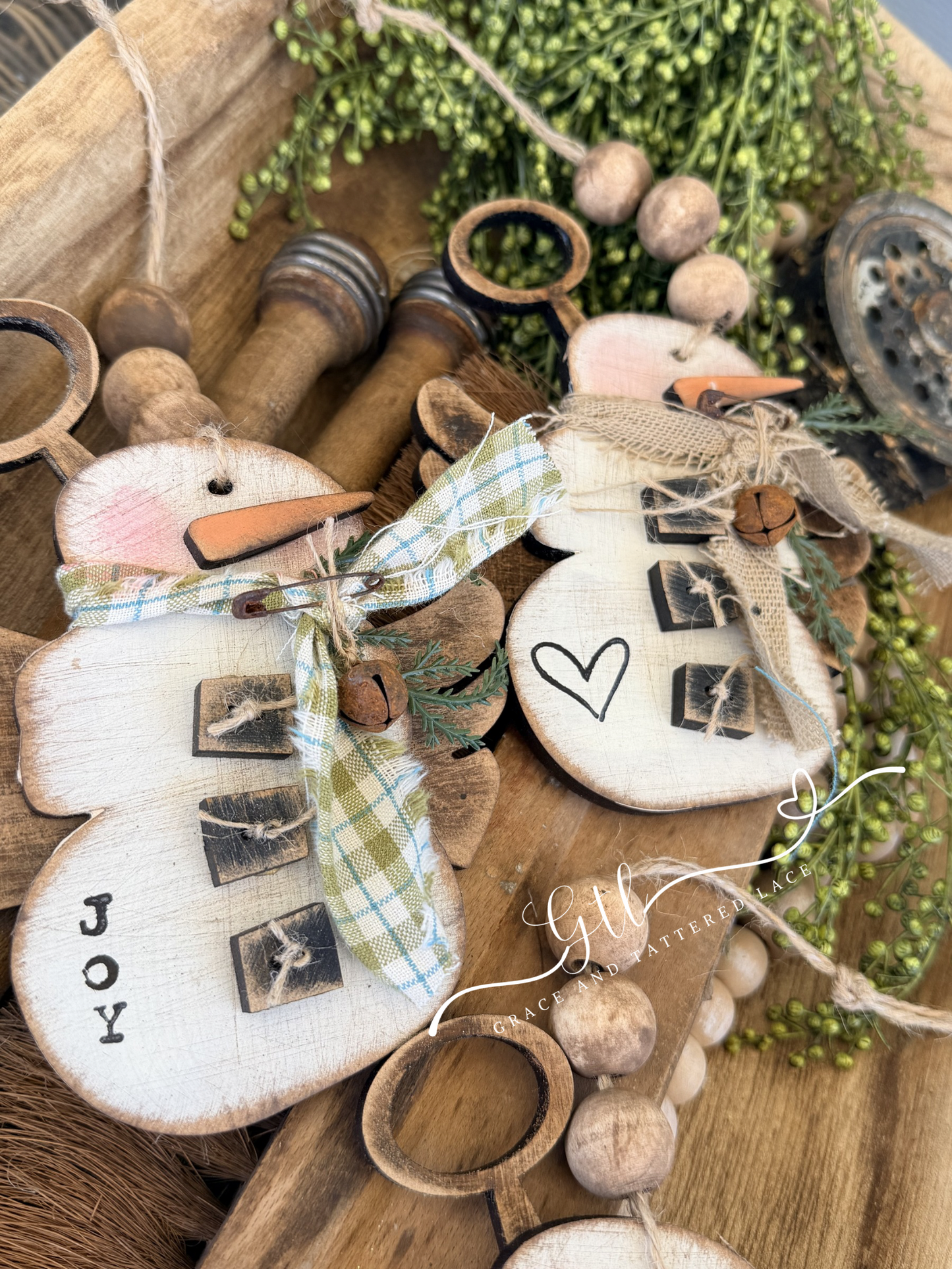 Wonky Rustic Vintage Snow Angel Ornaments 608