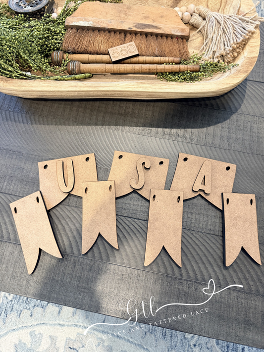 Wonky Rustic USA Pennat Banner
