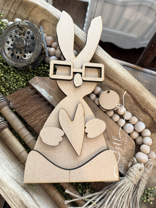 Wonky Nerdy Bunny with Heart #501