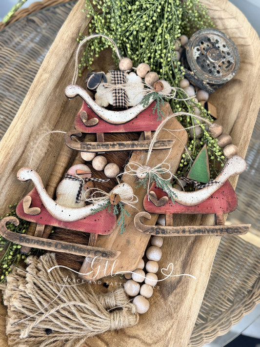 Rustic Vintage Sleigh Ornaments 607