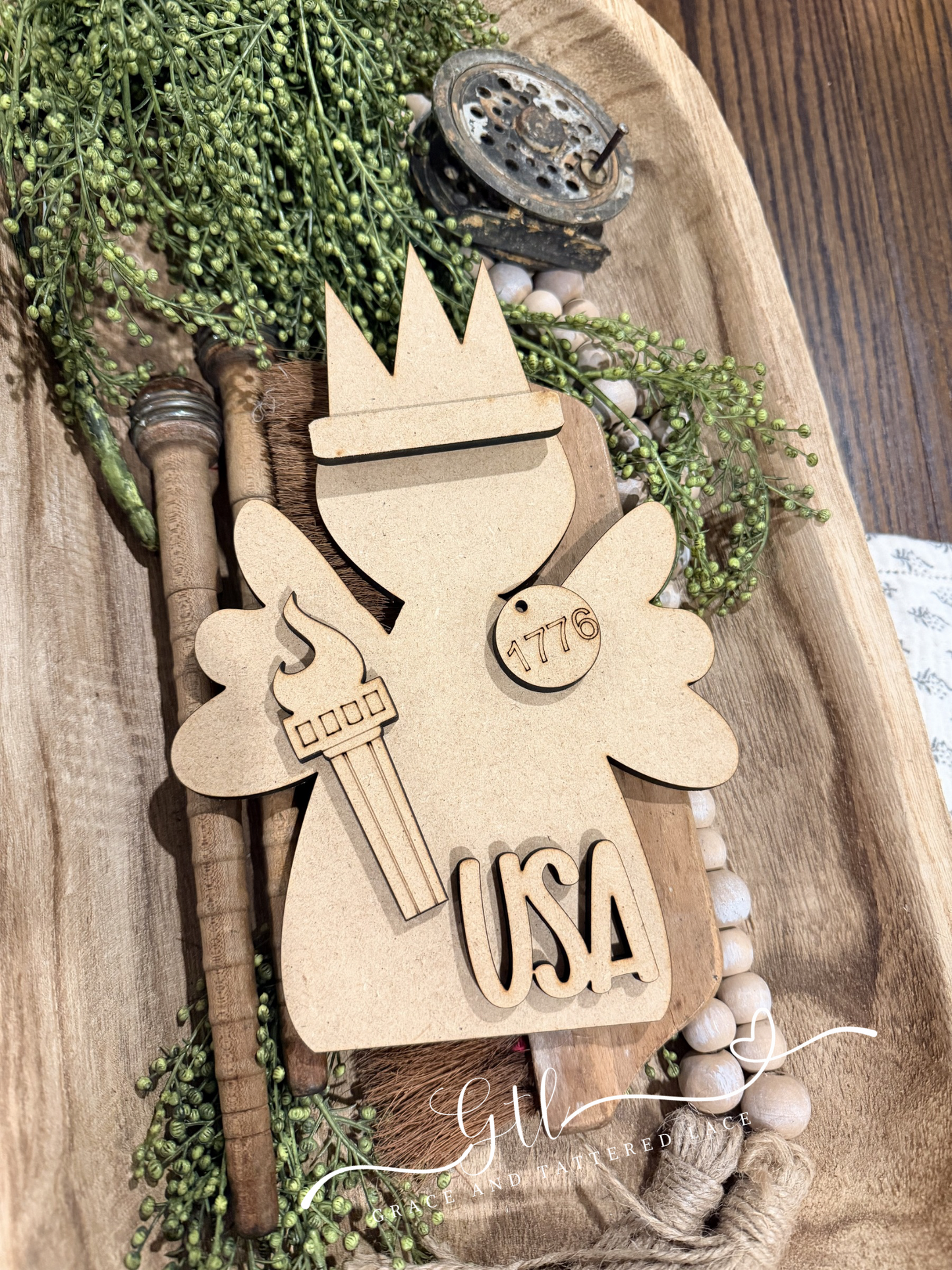Wonky Rustic Liberty Angel with Torch #584
