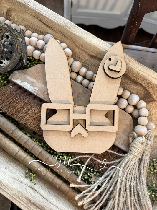 Wonky Bunny Head with Square Glasses #500