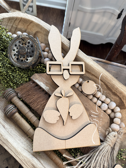 Wonky Nerdy Bunny with Carrot #504