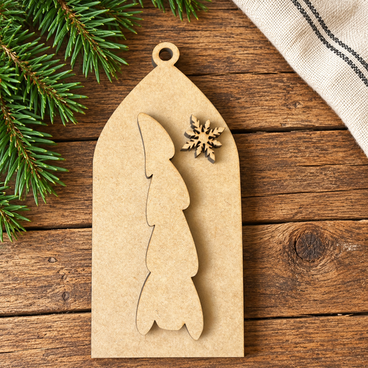 Unfinished wood Rustic Wonky Tree Ornament Tag DIY Wood Kit #204 DIY kit