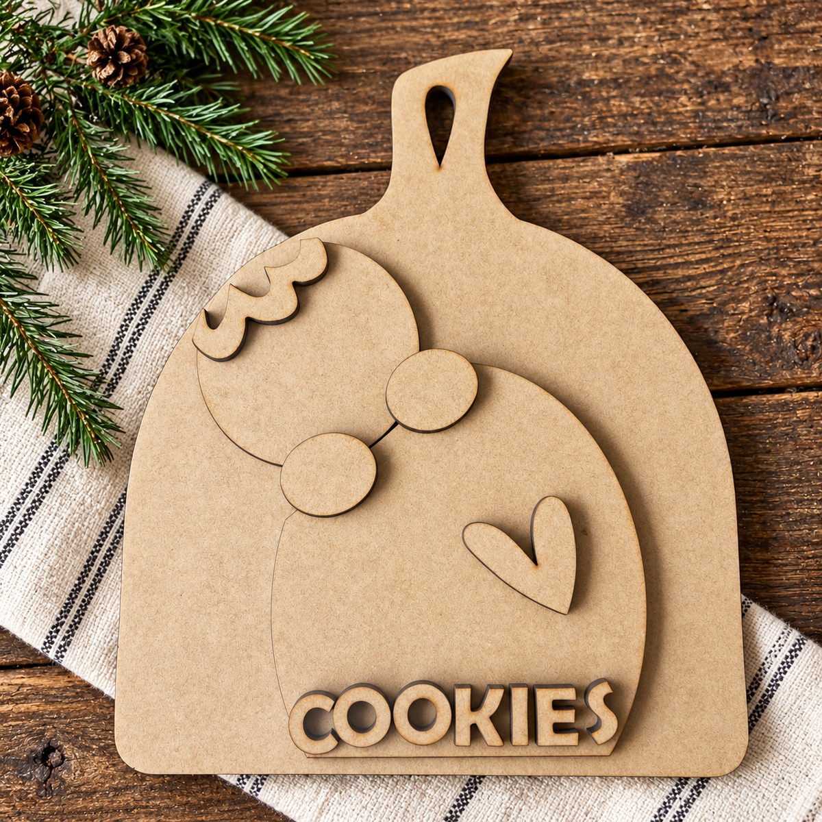 Unfinished MDF pieces for Gingerbread Cookies DIY wood kit #210