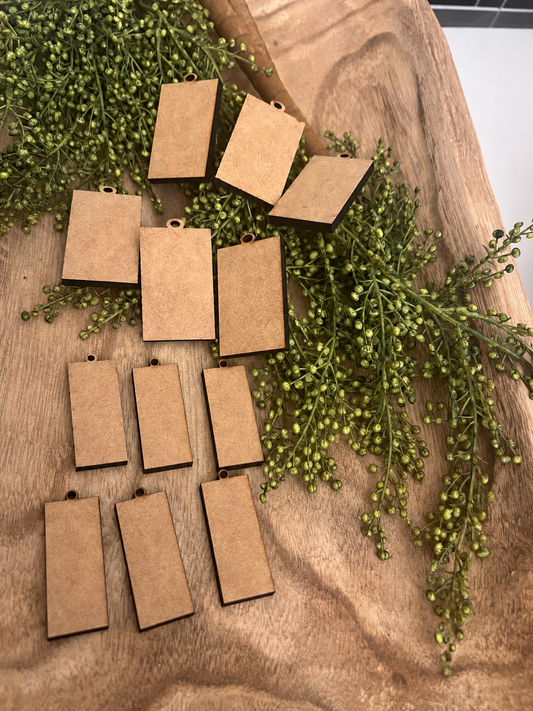Unfinished MDF Wooden Tag Embellishment Kit #262, twelve laser-cut wood tags