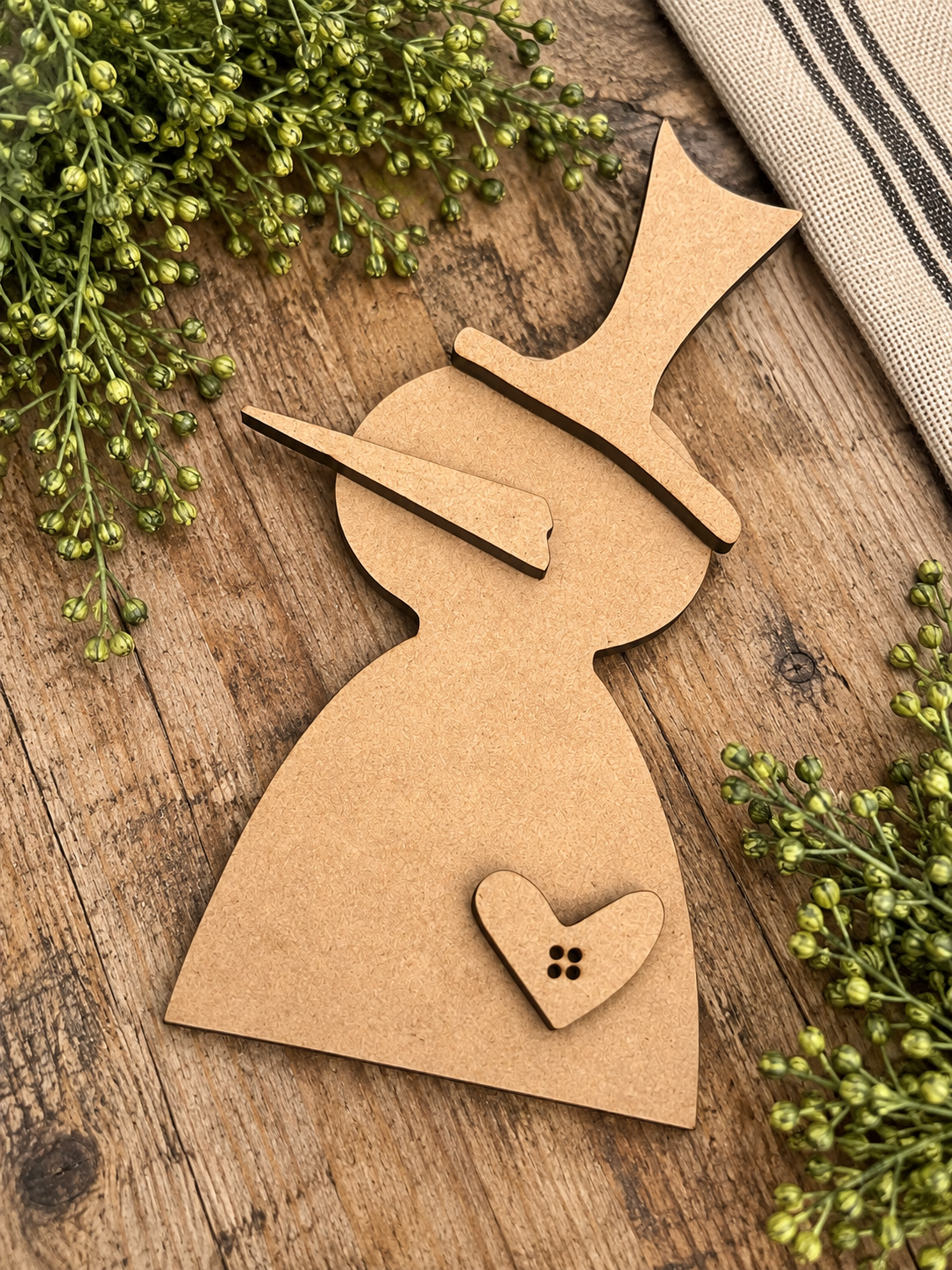 Unfinished wood Rustic Snowman with hat ONLY #267 DIY kit