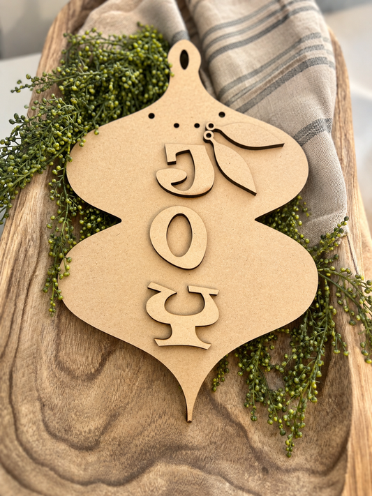 Unfinished wood Wonky Vintage “Joy” Christmas Ornament #275 DIY kit