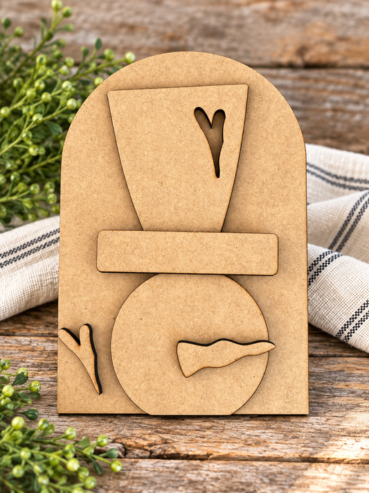 Unfinished wood Rustic Snowman With Heart Cutout Hat Frame INSERT ONLY #360 DIY kit