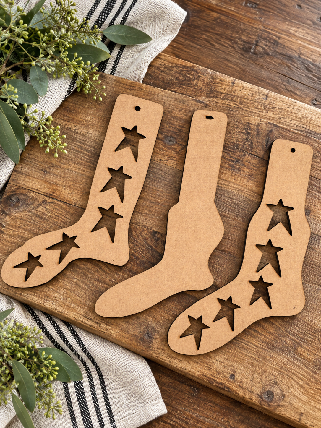 Unfinished wood Large Star Sock Stretcher Set DIY Wood Kit #392 DIY kit