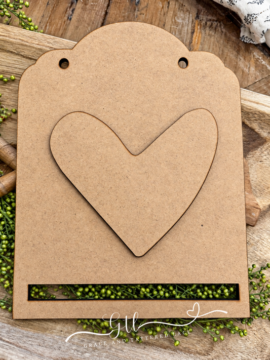 Unfinished wood pieces for Vintage Farmhouse Heart Rag Flag DIY Kit #415; professional product photo