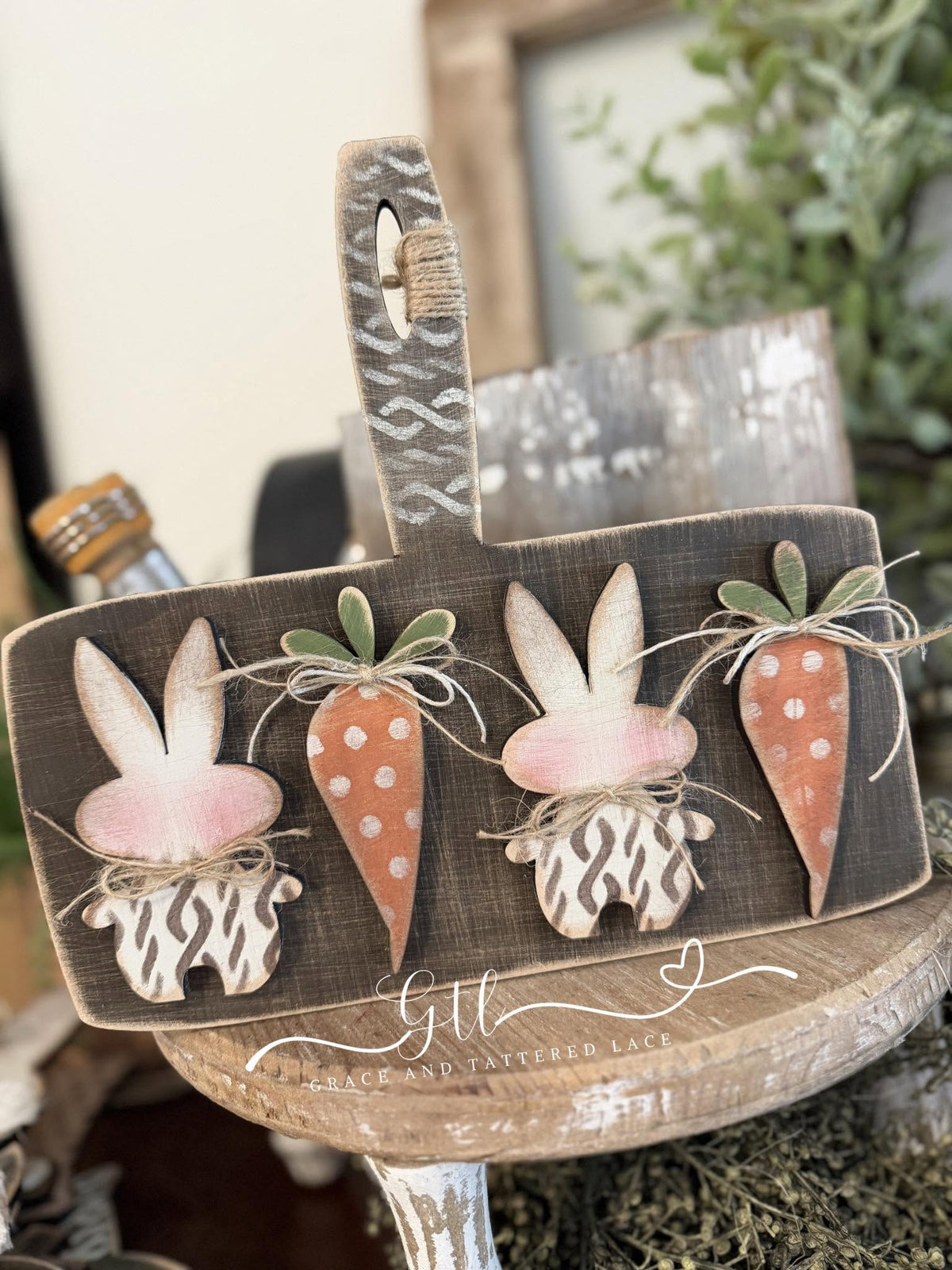 Bunny & Carrot Breadboard #496 painted