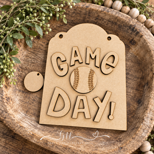 Unpainted Baseball Game Day DIY Kit #508 in rustic wooden bowl
