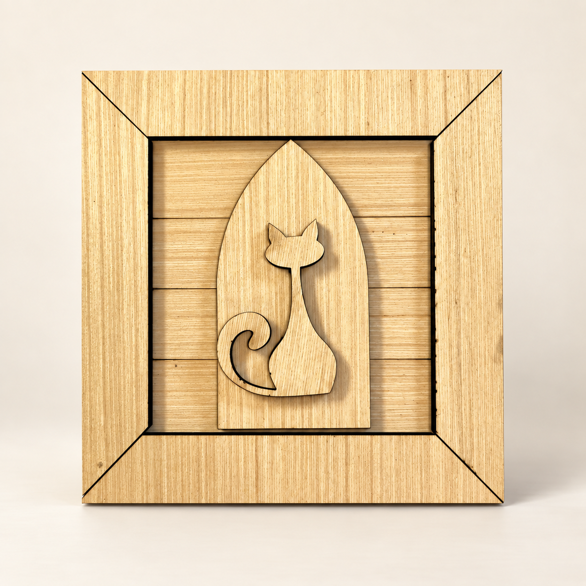 Unfinished wood Cat on tombstone with square frame kit