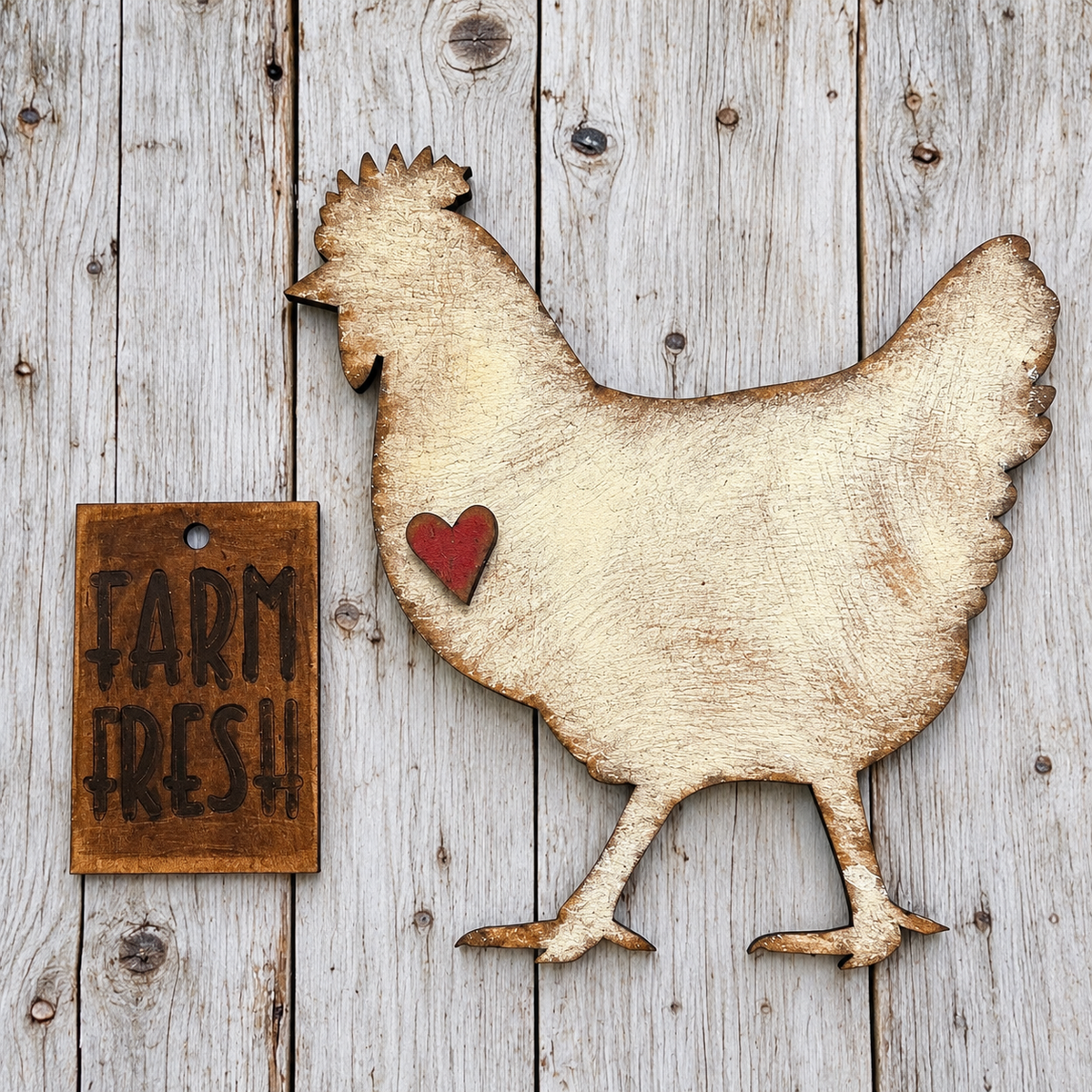 Edited painted inspiration showing chicken and Farm Fresh tag #443; legs reconstructed from authentic source
