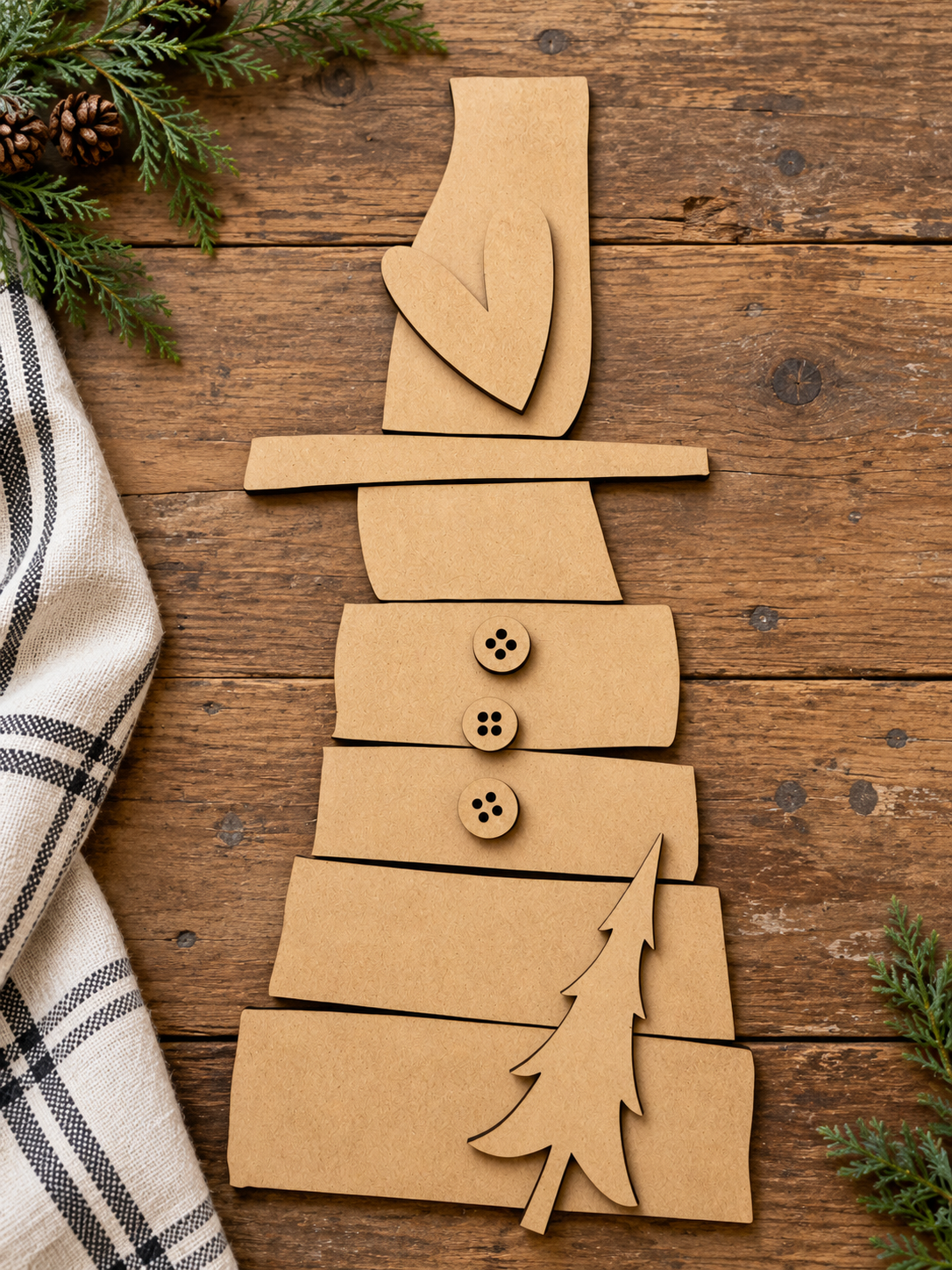 Unfinished wood Chunky Scrap Wood Snowman-PARTS only DIY kit