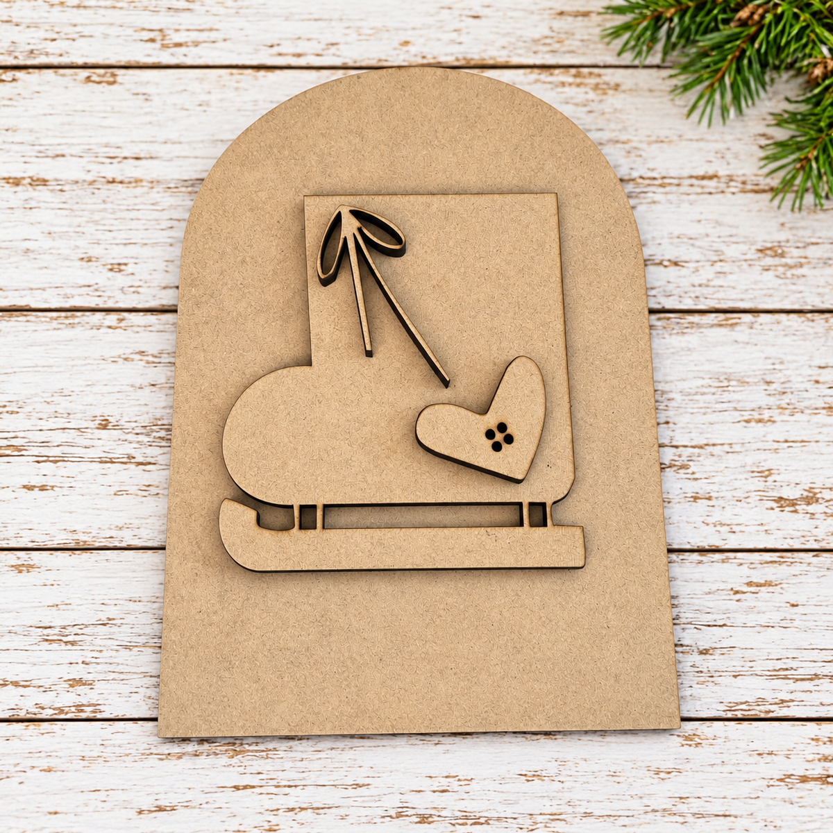 Unfinished MDF Whimsical/Country Ice Skate Double Layer Oval Interchangeable insert kit