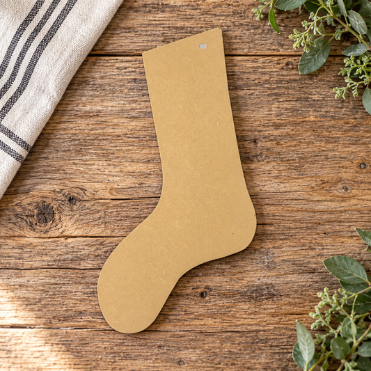 Unfinished wood Curled Toe “Sock” Style Stocking DIY kit