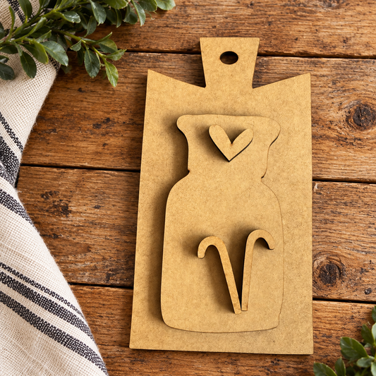 Unfinished wood Jar of Candy Canes Cutting Board DIY kit