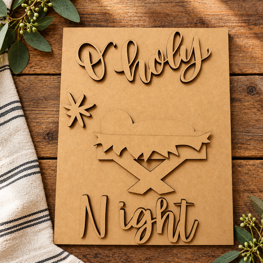 Unfinished wood O Holy Night Manger Set DIY kit