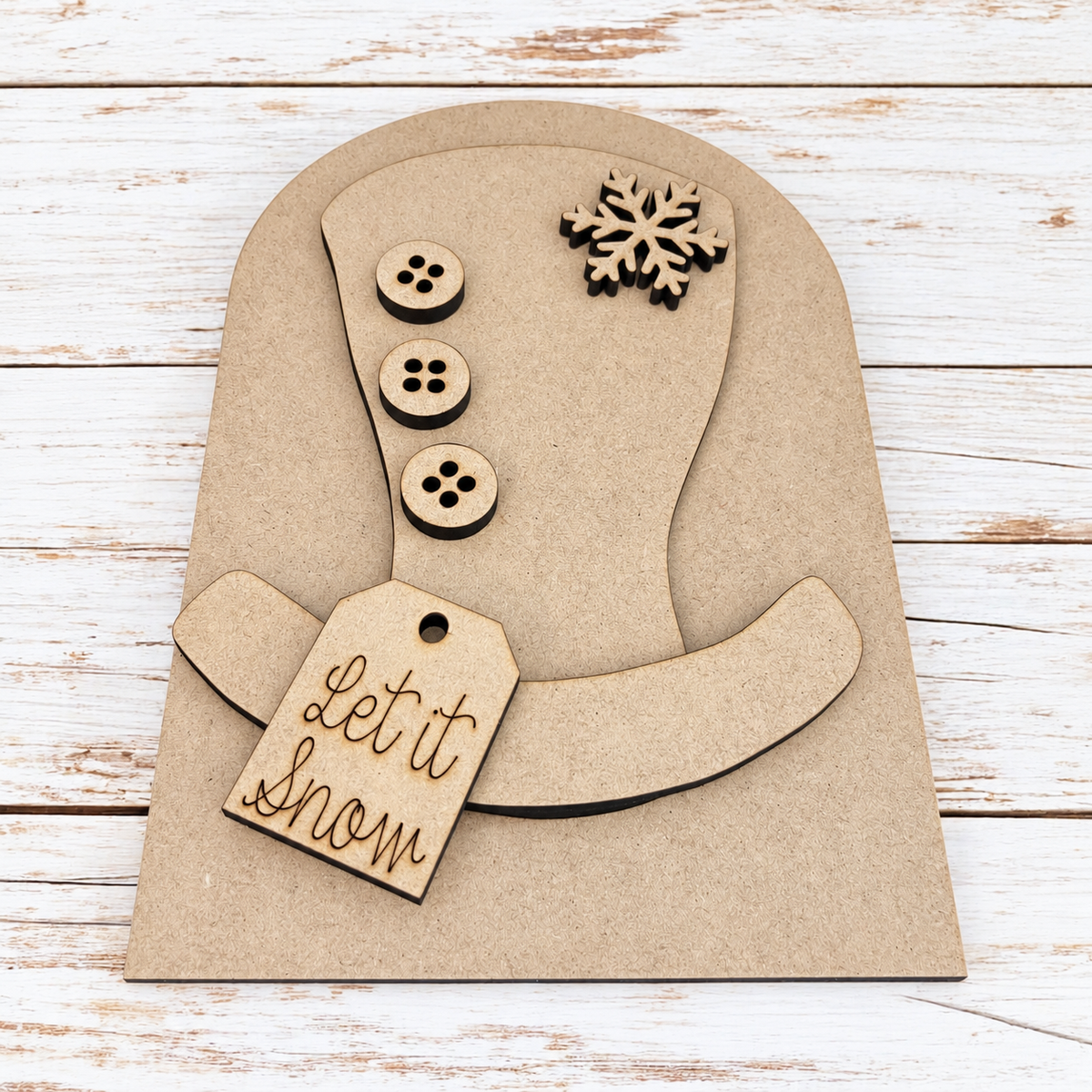 Unfinished MDF Rustic Snowman Hat Double Layer Oval Interchangeable insert kit