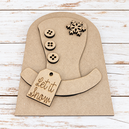 Unfinished MDF Rustic Snowman Hat Double Layer Oval Interchangeable insert kit