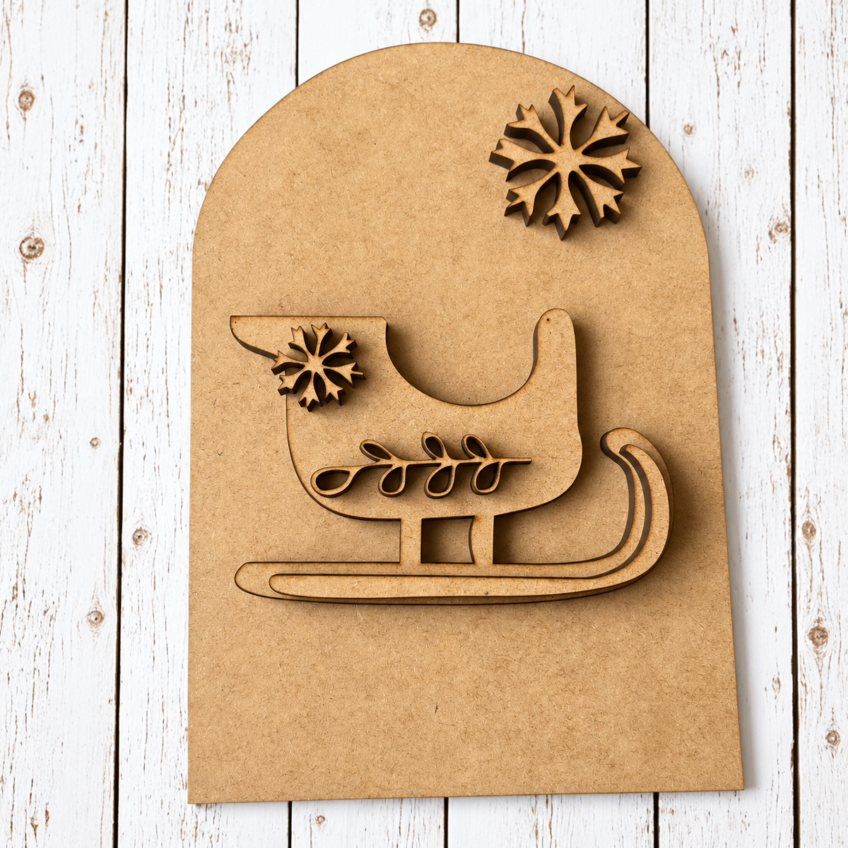 Unfinished MDF Santa Sleigh Double Layer Oval Interchangeable Frame insert kit