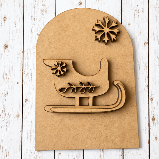 Unfinished MDF Santa Sleigh Double Layer Oval Interchangeable Frame insert kit