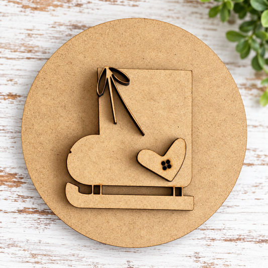 Unfinished MDF Whimsical Ice Skate A Interchangeable Insert for Tabletop Spindle Frame kit
