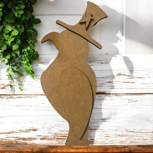Unfinished MDF Wonky Eagle with Patriotic Hat, large