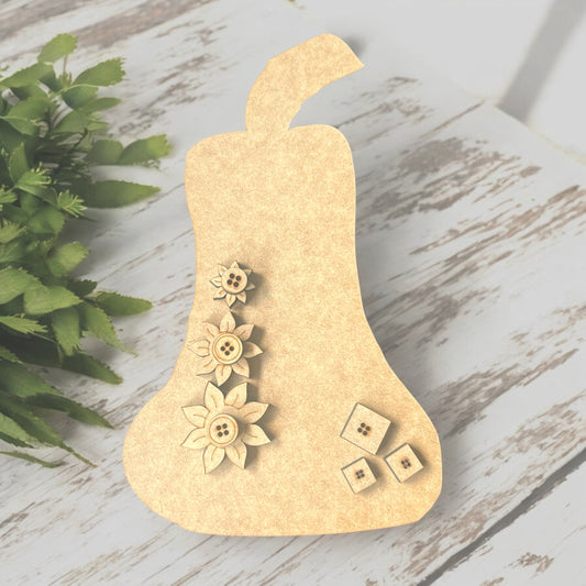 Unfinished MDF Wonky Pumpkin Gourd with Sunflowers DIY wood kit