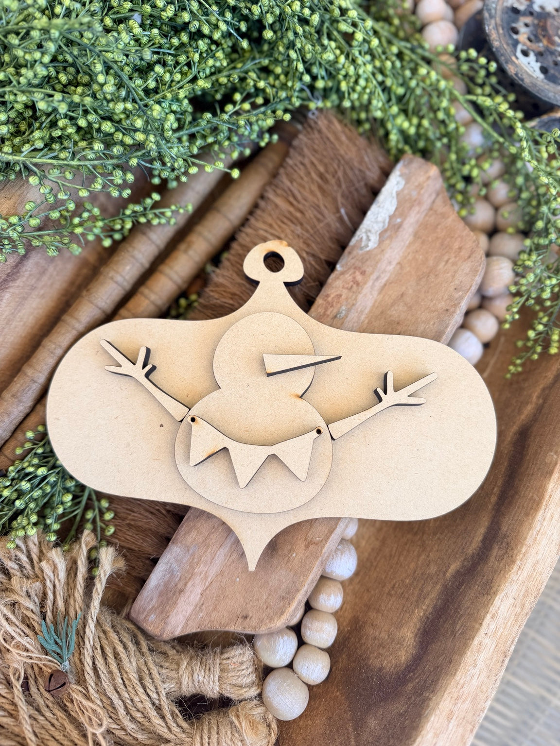 Unpainted Vintage Brr Snowman Ornament 783 DIY wood kit